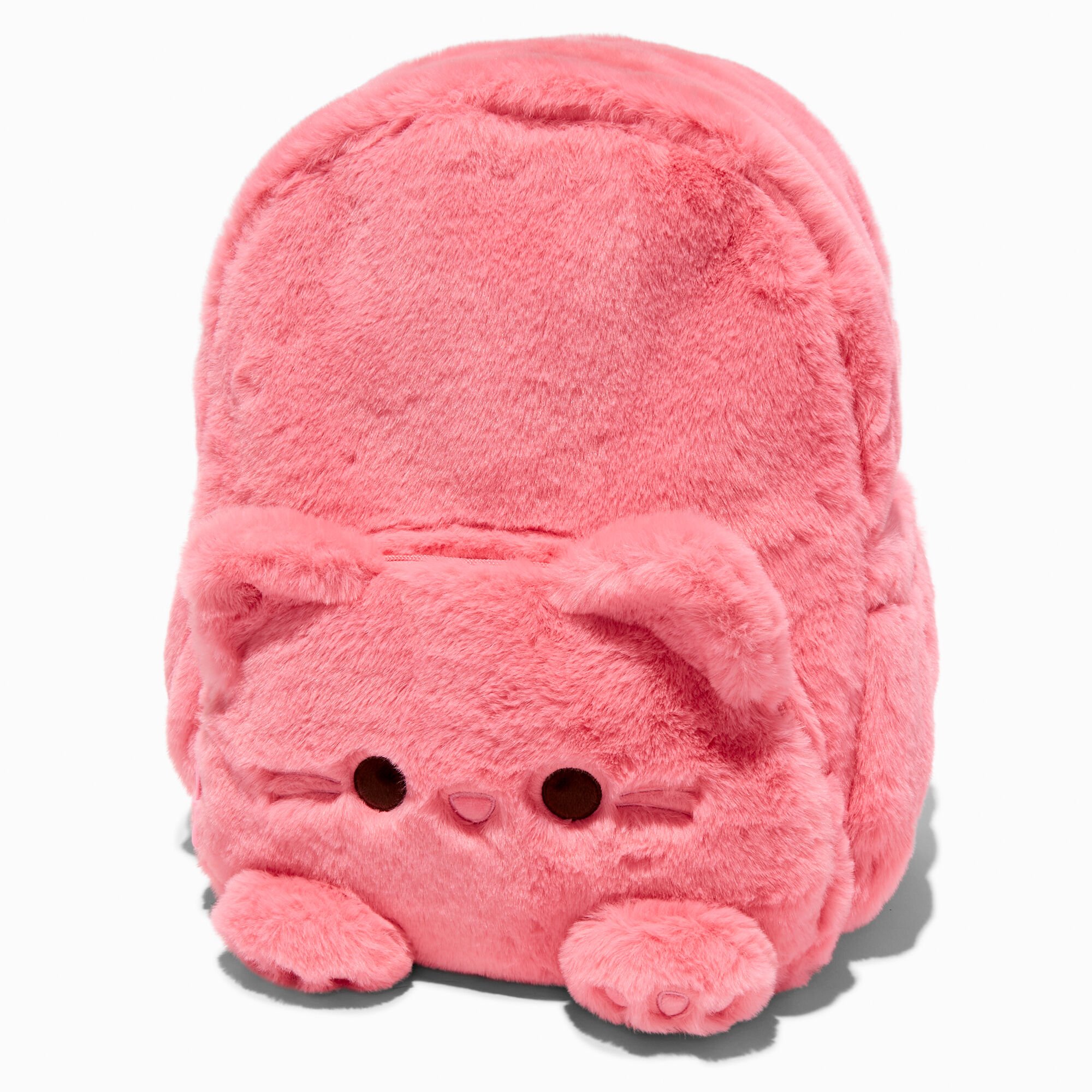 Claire's Club Furry Pink Cat Dome Backpack,
