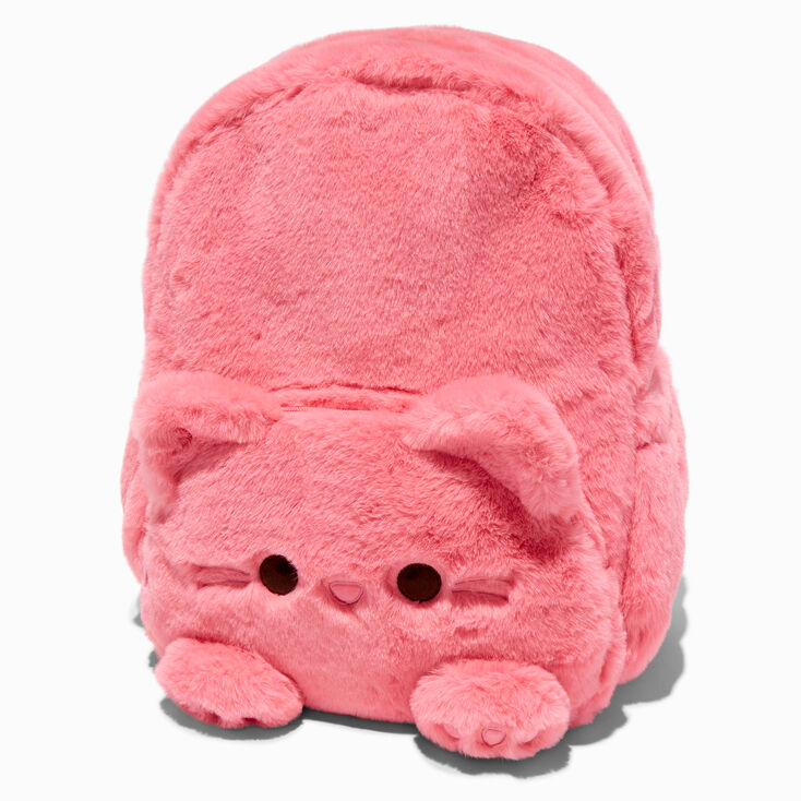 Claire&#39;s Club Furry Pink Cat Dome Backpack,