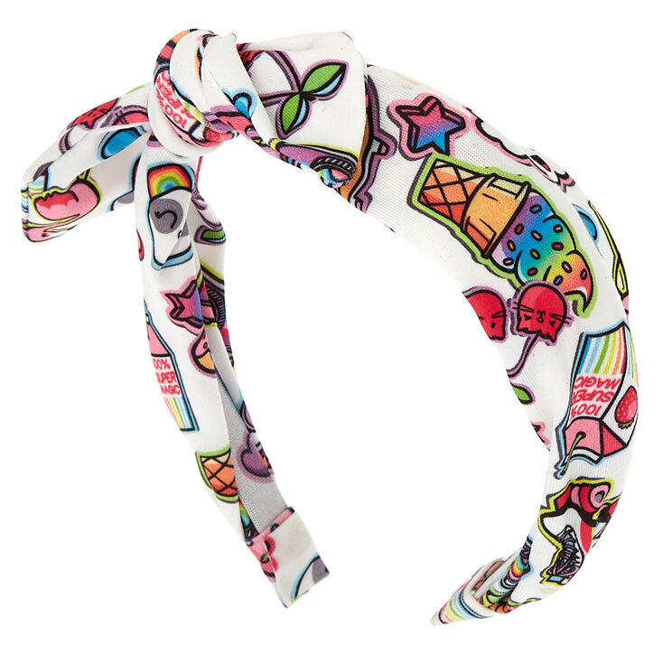 Rainbow Emoji Knotted Bow Headband,