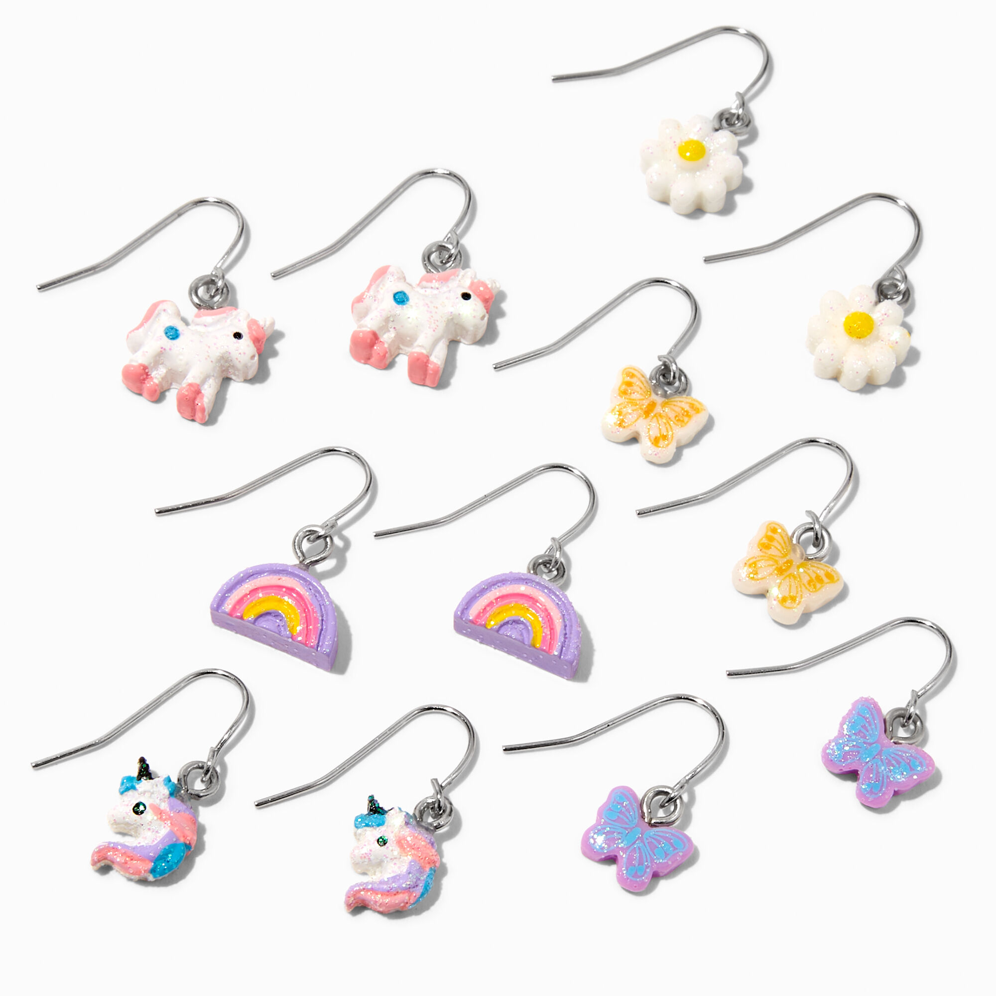 View Claires Pretty Unicorn 05 Drop Earrings 6 Pack White information