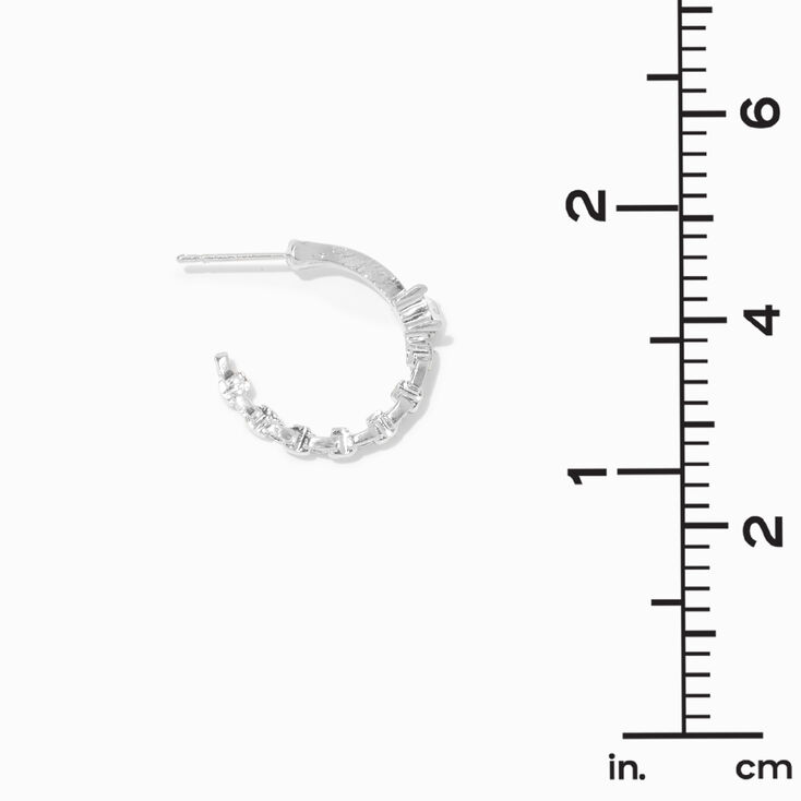 Silver Cubic Zirconia 20MM Chain Hoop Earrings,