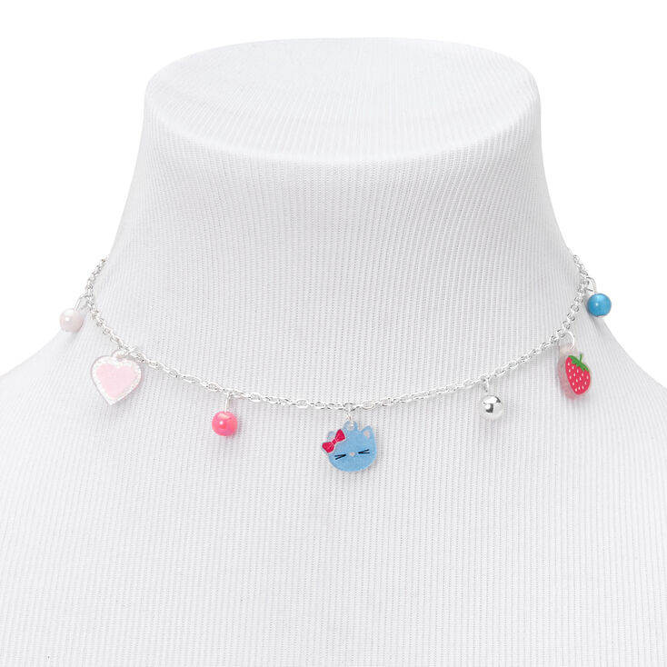 Claire&#39;s Club Silver Blue Cat &amp; Strawberry Jewellery Set - 3 Pack,