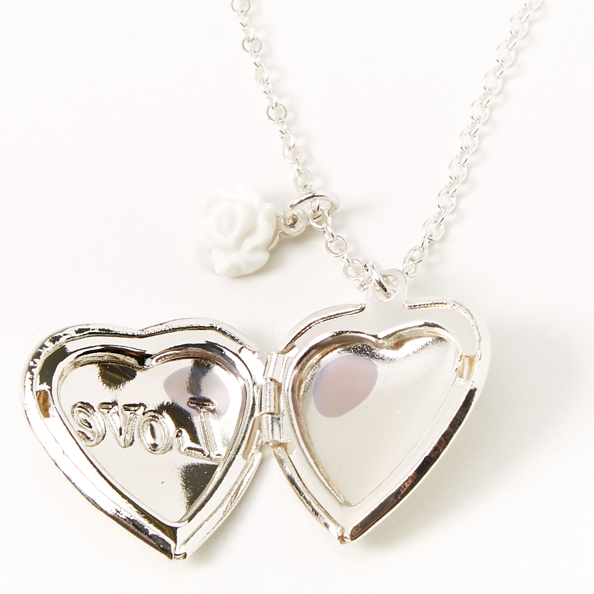 Claire's Club Silver Love Locket Necklace,