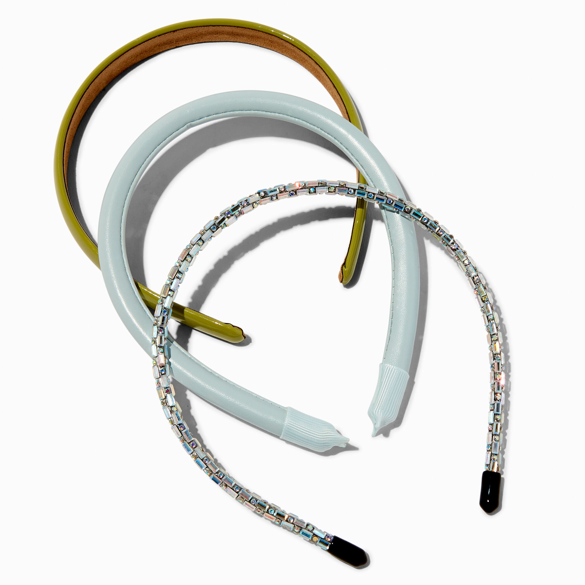 Olive Green & Light Blue Headband Set - 3 Pack ,