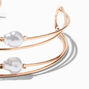 Bracelet manchette fil m&eacute;tallique avec perles d&rsquo;imitation couleur dor&eacute;e,