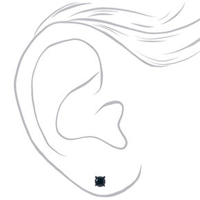 Black Cubic Zirconia 5mm Round Stud Earrings,