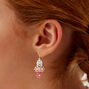 Pink 1.5&quot; Daisy Clip-On Drop Earrings,
