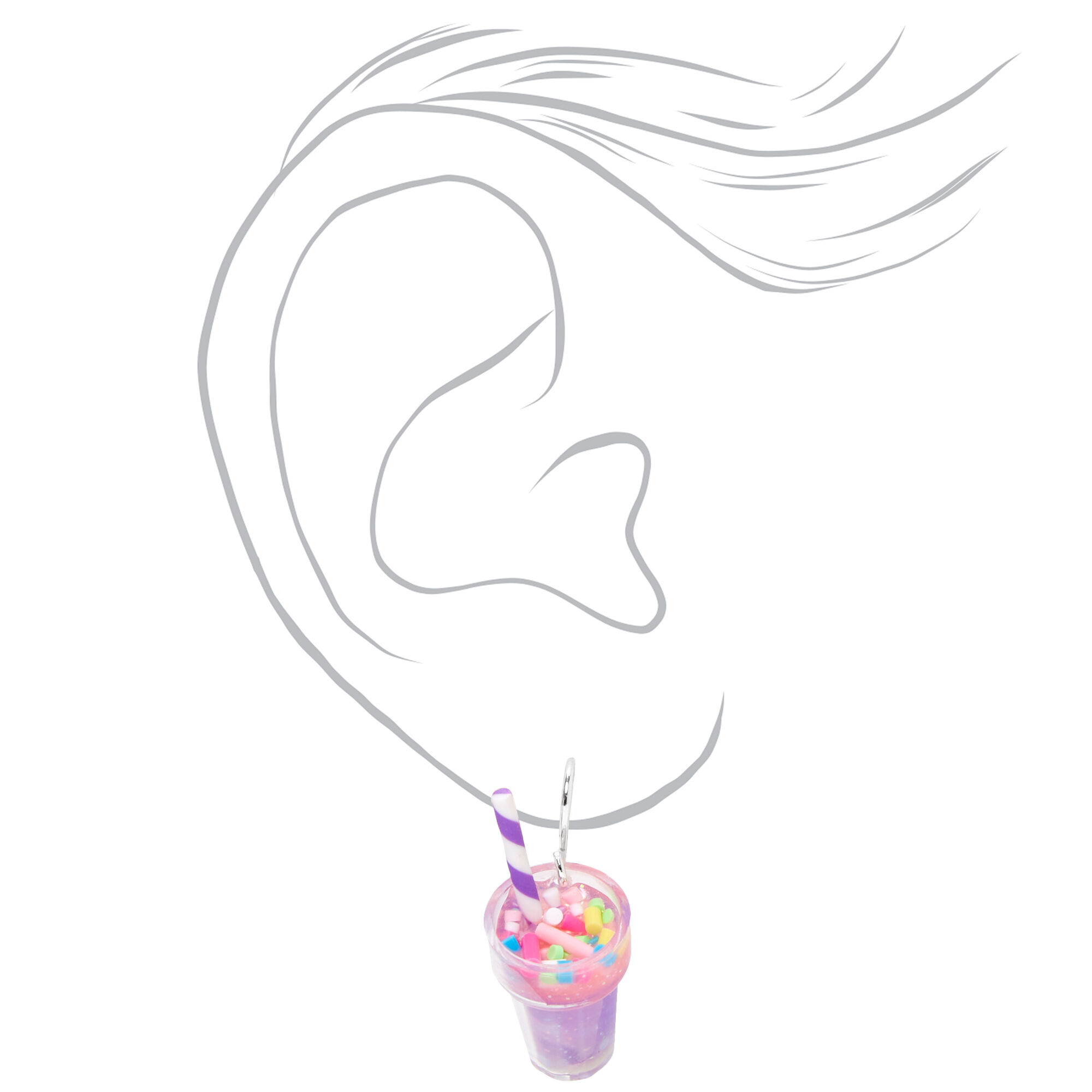 Purple Glitter Milkshake 1" Drop Earrings,