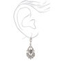 Silver 1.5&quot; Diamond Dangle Drop Earrings,