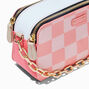 Coral Check Camera Crossbody Bag,