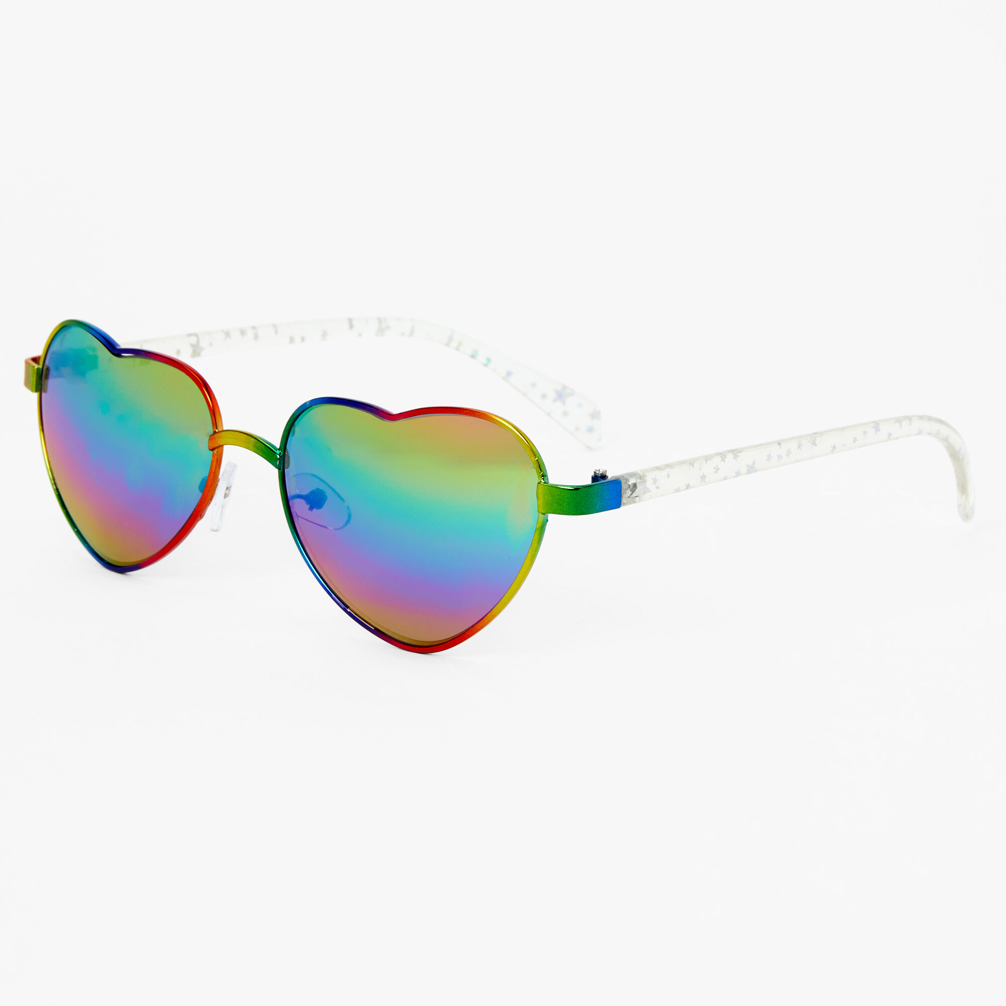 View Claires Club Anodized Heart Aviator Sunglasses Rainbow information