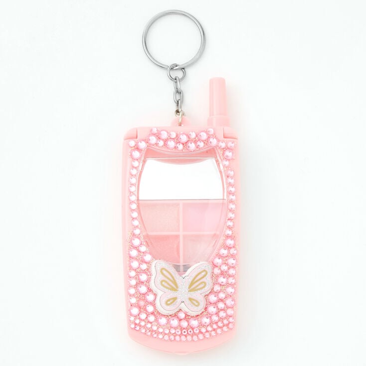 Pink Butterfly Flip Phone Bling Lip Gloss Set,