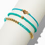 Heart Turquoise Seed Bead Bracelet Set - 3 Pack,