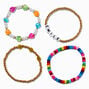 Happy Face &#39;&#39;Smile&#39;&#39; Beaded Stretch Bracelets - 4 Pack,