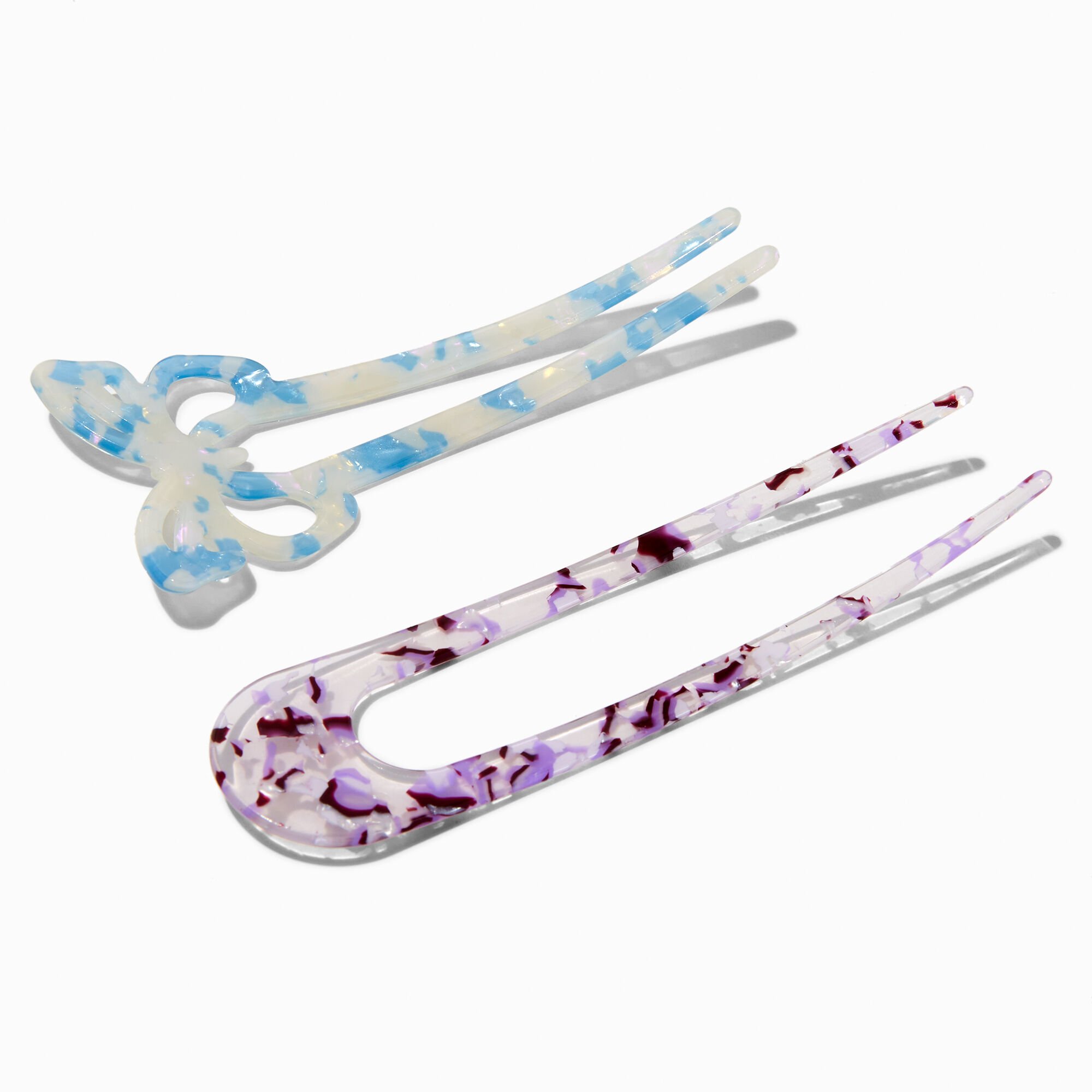 Marble Butterfly Hair Sticks - 2 Pack,