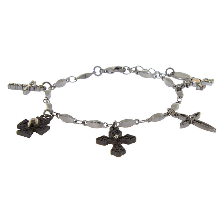 Hematite Cross Charm Bracelet | Claire's
