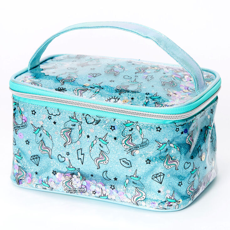 Trousse &agrave; maquillage magique motif licorne - Vert menthe,