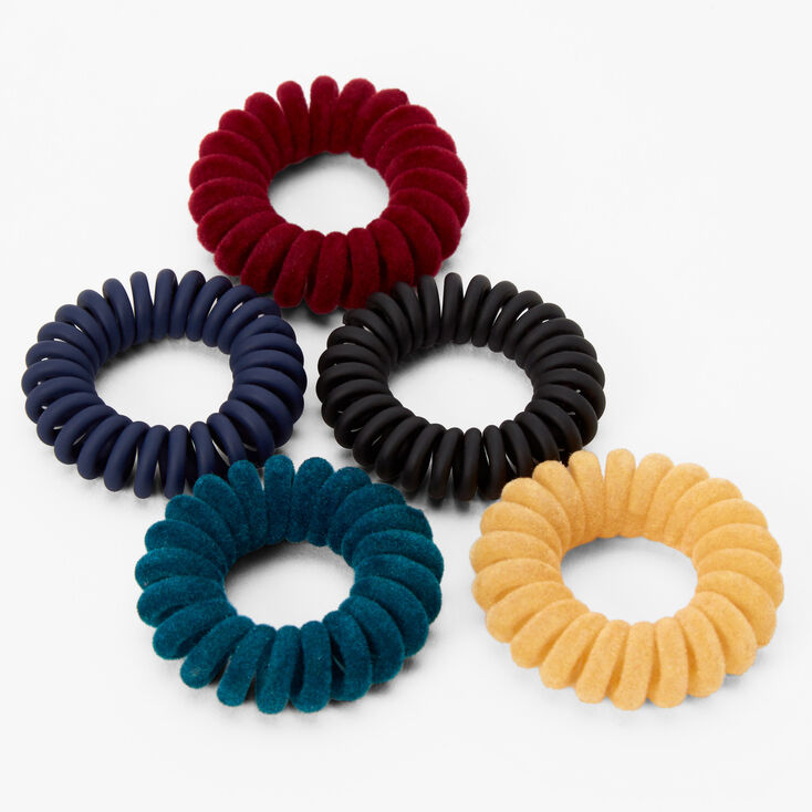 Mini Jewel Velvet Spiral Hair Bobbles - 5 Pack,