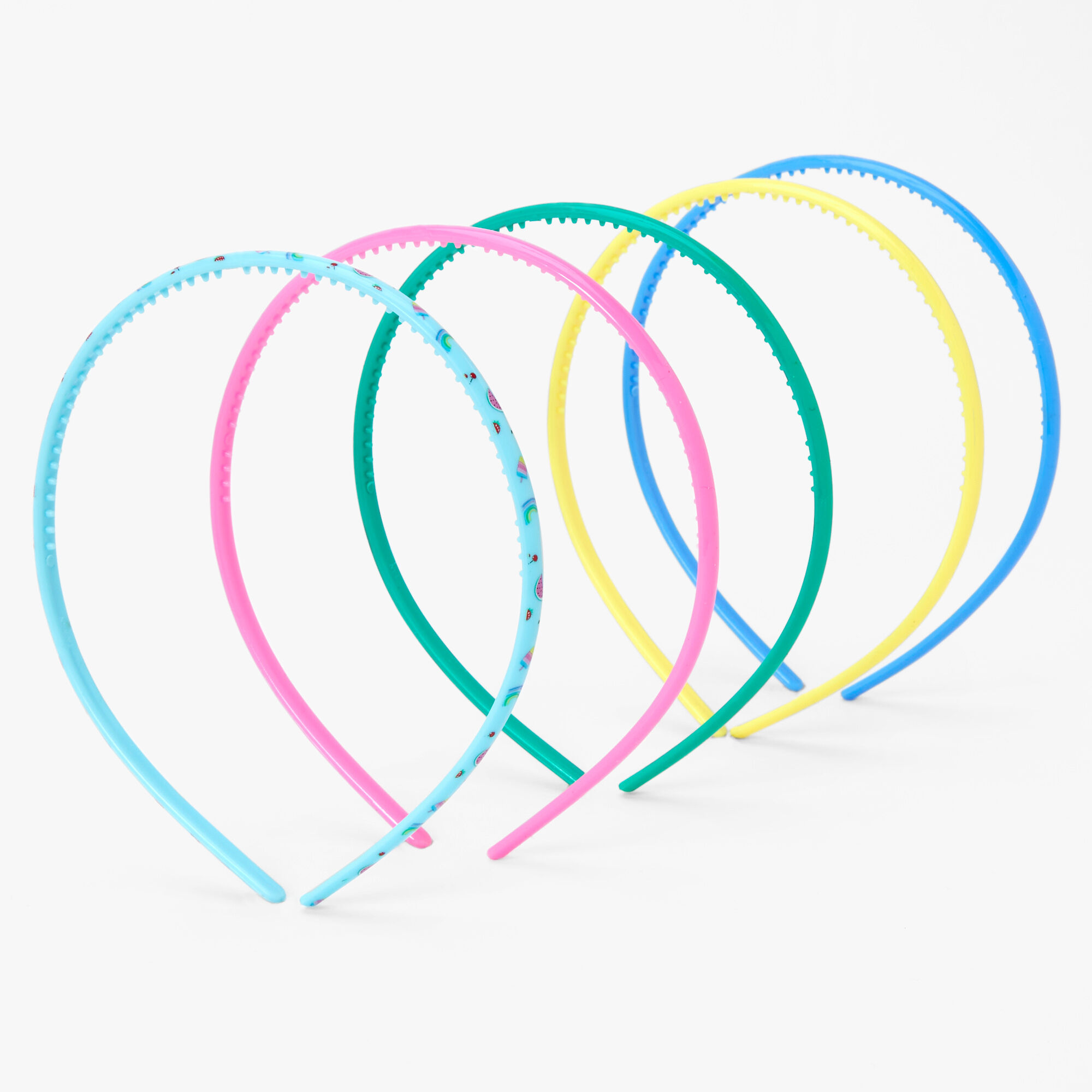 Claire's Club Rainbow Plastic Headbands - 5 Pack,