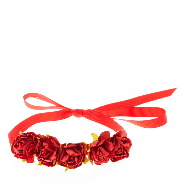 Red Rose Floral Bun Hair Wrap Claire S