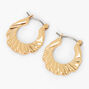 Gold 15MM Wavy Mini Hinge Hoop Earrings,