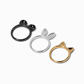 Mixed Metal Animal Ears Ring Set - 3 Pack,
