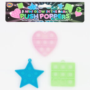 Mini Glow in the Dark Push Poppers Fidget Toy &ndash; 3 Pack,