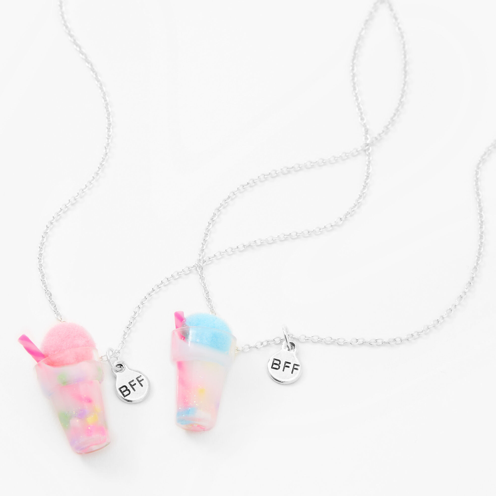 Best Friends Pom Pom Slushie Pendant Necklaces - 2 Pack,