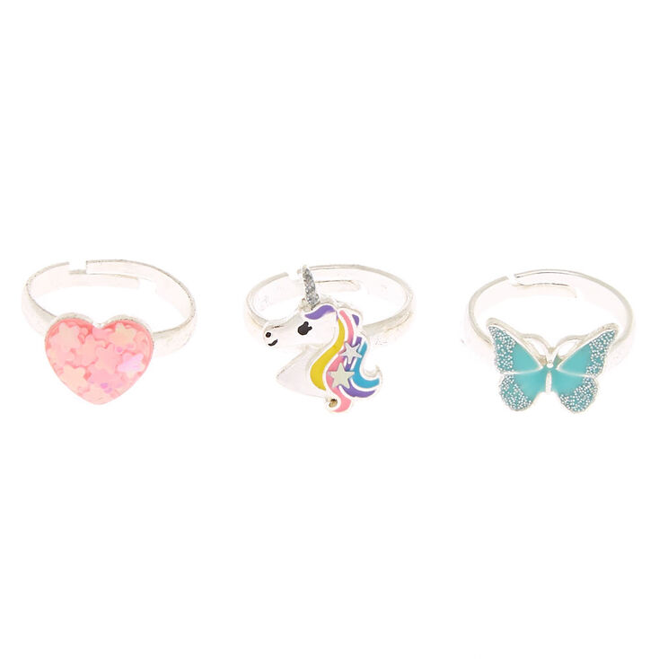 Lot de 3 bagues magiques licorne,