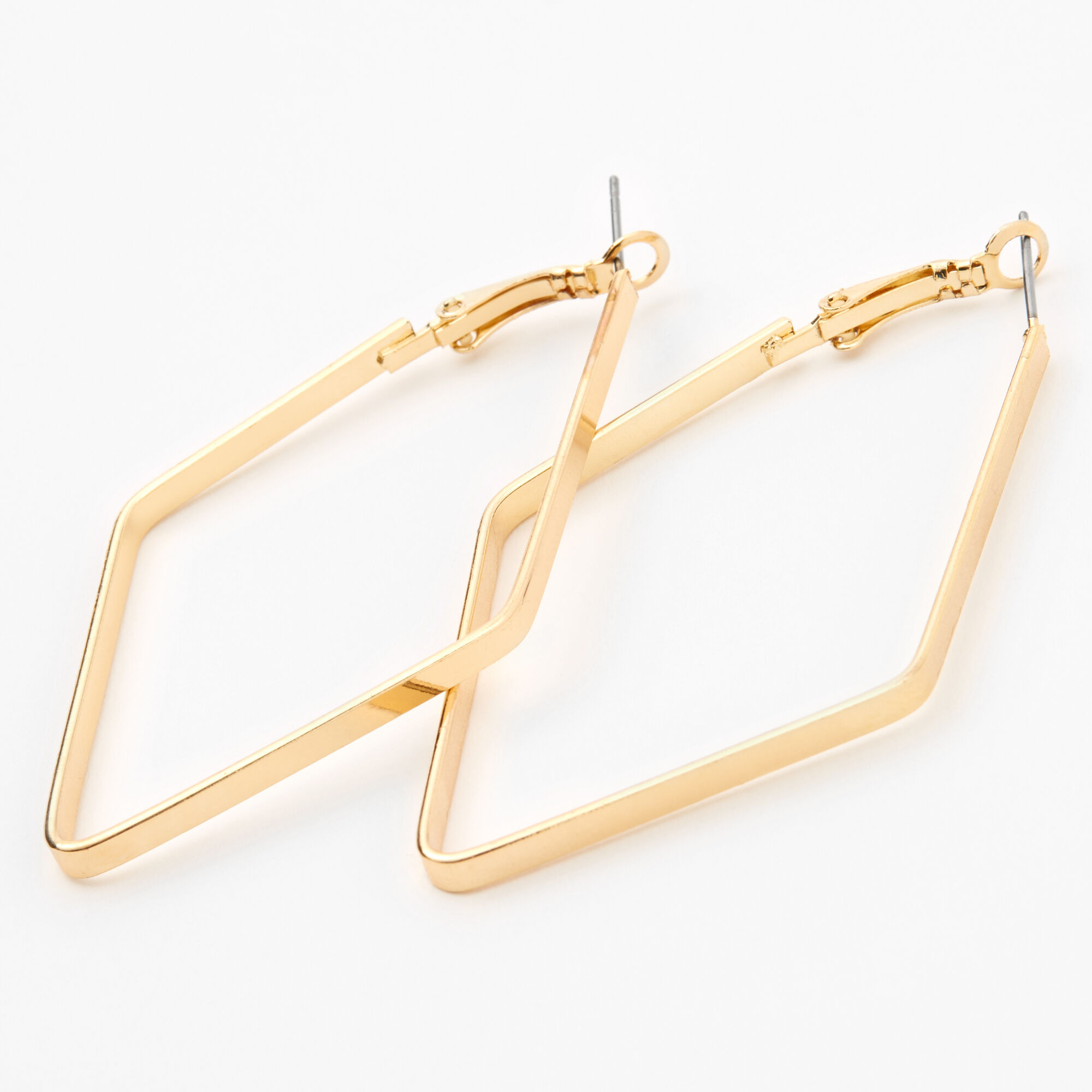 View Claires Tone 60MM Geometric Hoop Earrings Gold information