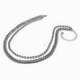 Silver-tone Curb &amp; Ball Chain Multi-Strand Necklace,