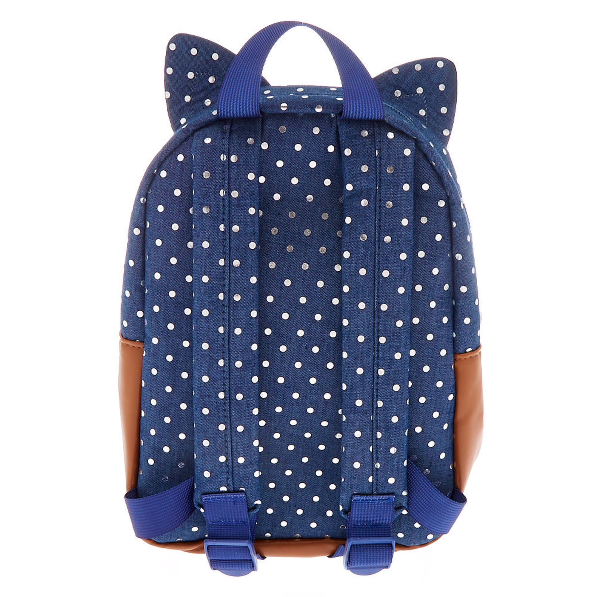 Claire S Club Denim Cat Small Backpack Navy Claire S Us