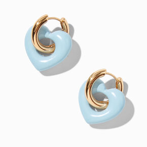 Cr&eacute;oles couleur dor&eacute;e avec c&oelig;ur bomb&eacute; bleu clair,