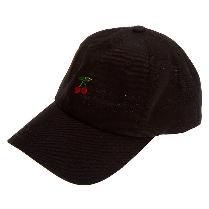 Cherry Hearts Baseball Cap - Black,
