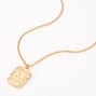 Gold-tone Initial Rectangle Medallion Pendant Necklace - M,