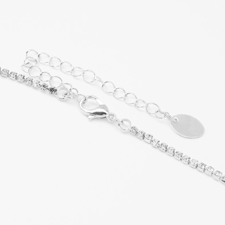 Silver Rhinestone Scalloped Statement Necklace,