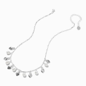 Silver-tone Pearl Dangle Necklace,