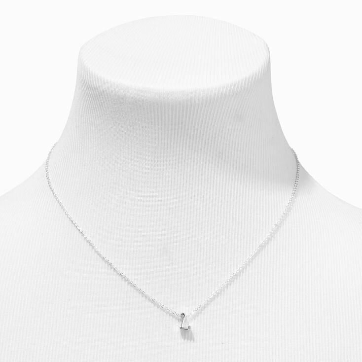 Silver Cursive Lowercase Initial Pendant Necklace - L,