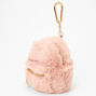 Porte-cl&eacute;s mini sac &agrave; dos pelucheux rose tendre,