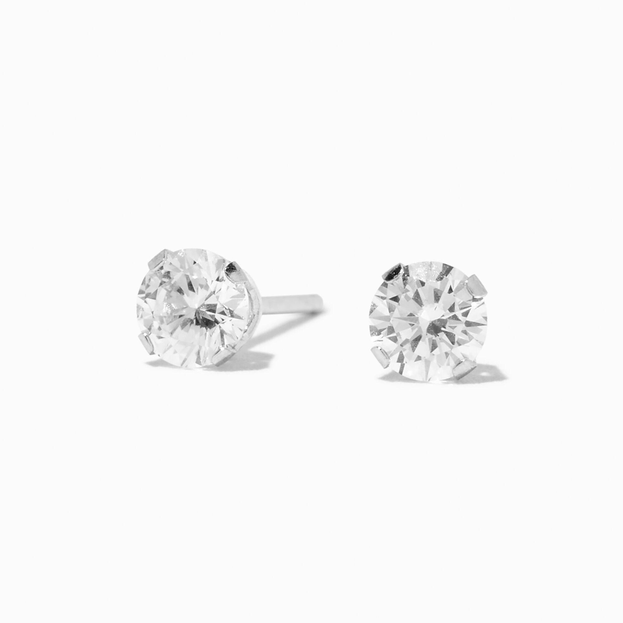 14kt White Gold 4mm Cubic Zirconia Long Post Studs Ear Piercing