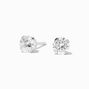 14kt White Gold 4mm Cubic Zirconia Long Post Studs Ear Piercing Kit with Ear Care Solution,