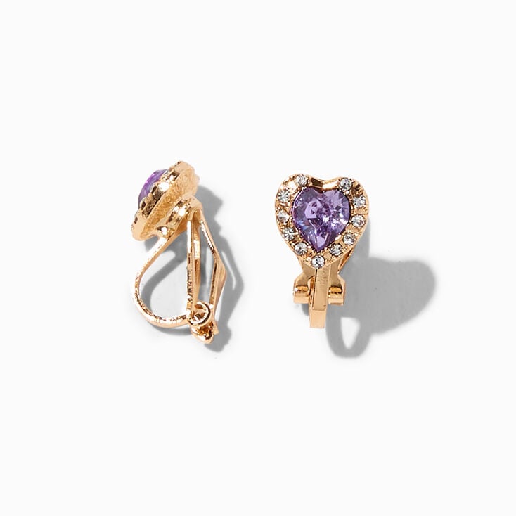 Purple Heart Halo Clip-On Stud Earrings,