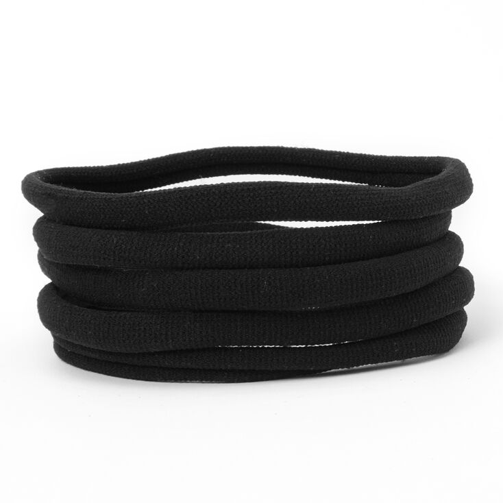 Claire's Élastiques à cheveux roulés côtelés - Noir, lot de 5