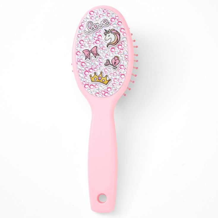 Mini brosse &agrave; cheveux plate princesse bling bling Claire&#39;s&nbsp;Club - Rose,