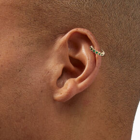 Gold-tone Stainless Steel Green Cubic Zirconia 18G Cartilage Clicker Earring,