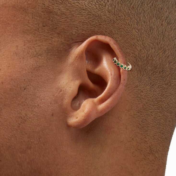 Gold-tone 18G Emerald Cartilage Clicker Earring,