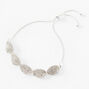Silver Pave Crystal Leaf Bolo Bracelet,
