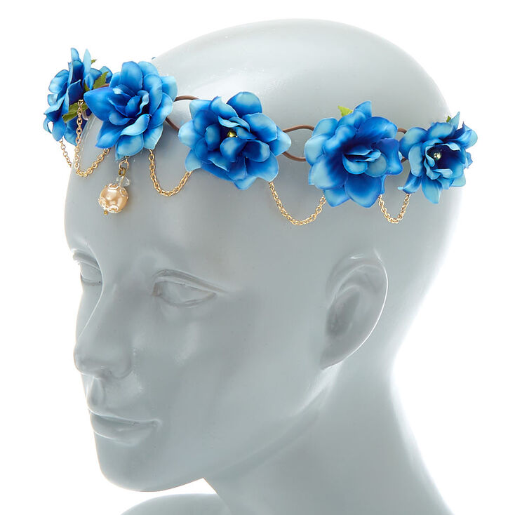 Gold Chain Ombre Flower Crown - Blue,