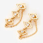 Gold 1&quot; Evil Eye Front and Back Chain Drop Earrings,