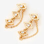 Gold-tone 1&quot; Evil Eye Front and Back Chain Drop Earrings,